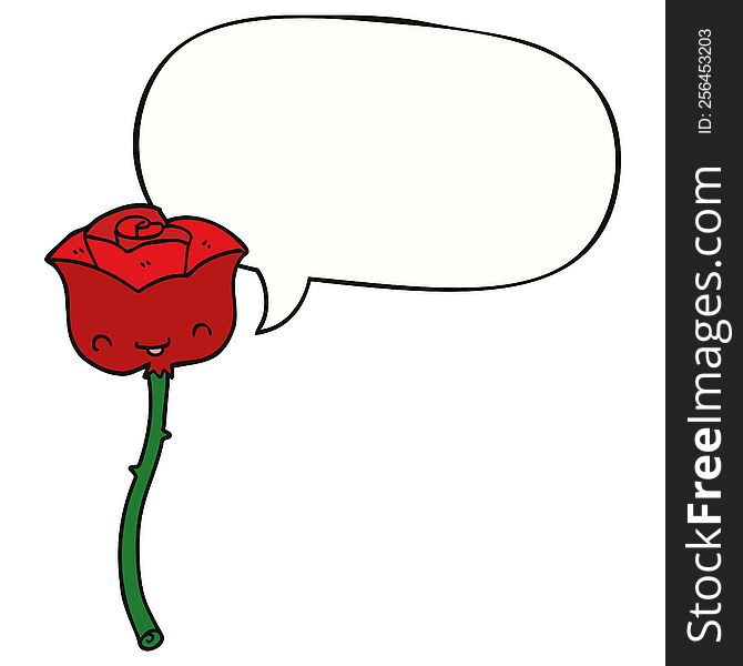 cartoon rose with speech bubble. cartoon rose with speech bubble