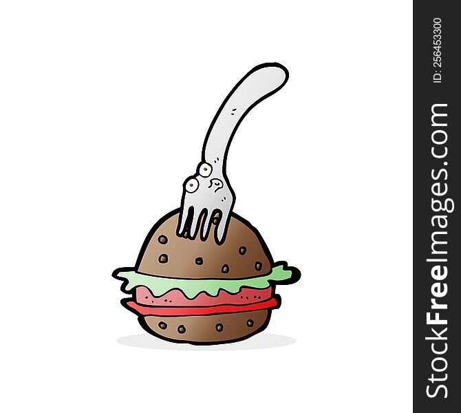 cartoon fork and burger