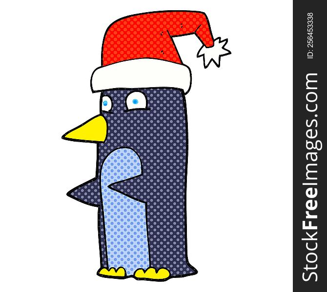 freehand drawn cartoon christmas penguin