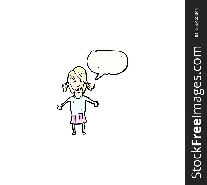 Cartoon Blond Girl With Speech Bubble