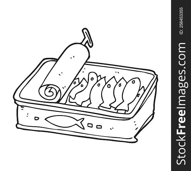 Black And White Cartoon Can Of Sardines