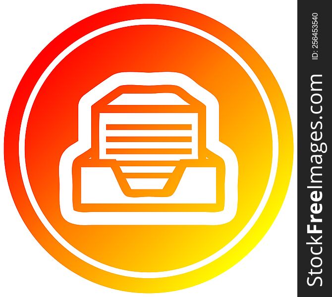 office paper stack circular in hot gradient spectrum