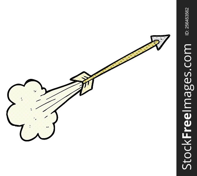 freehand drawn comic book style cartoon flying arrow