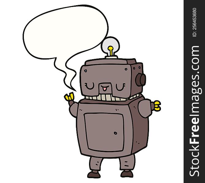 cartoon robot with speech bubble. cartoon robot with speech bubble