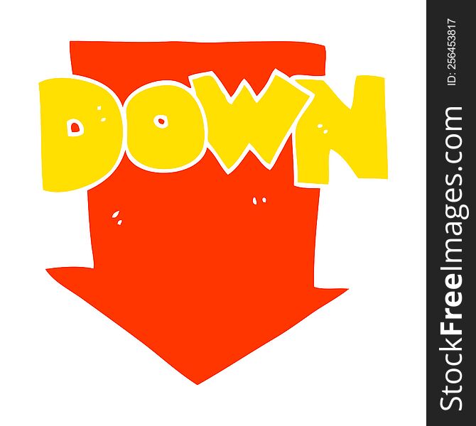 flat color illustration of down arrow symbol. flat color illustration of down arrow symbol