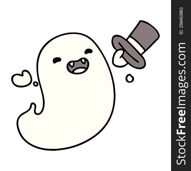 happy halloween ghost with top hat