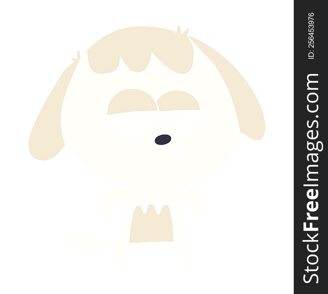 Flat Color Style Cartoon Bored Dog