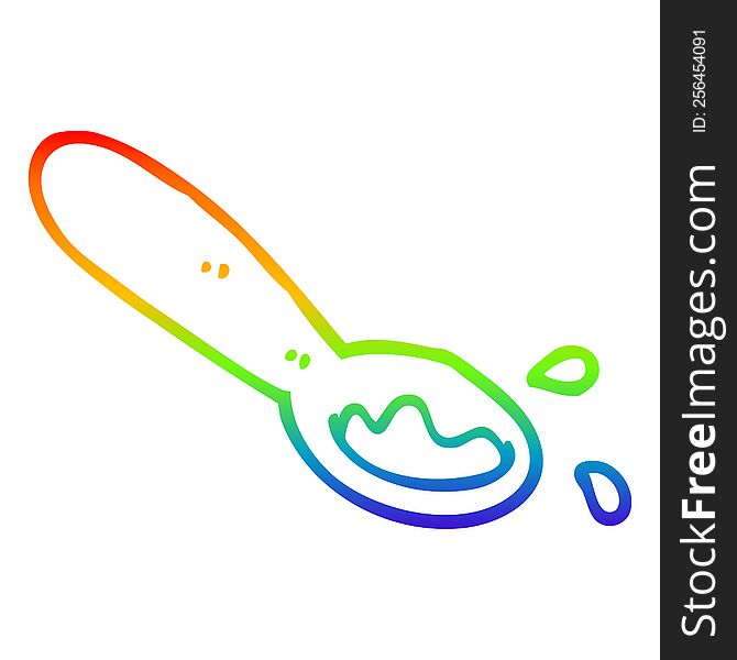 Rainbow Gradient Line Drawing Cartoon Ladle Of Food