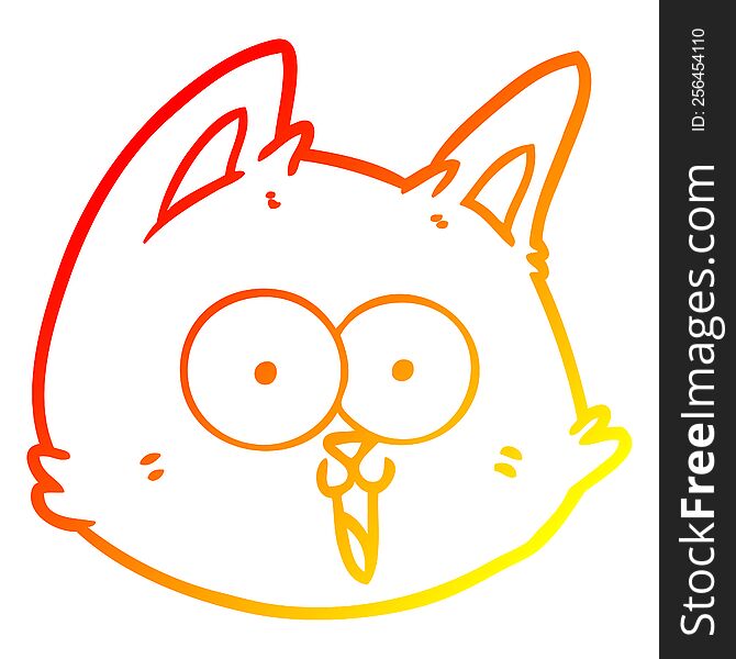 warm gradient line drawing cartoon cat face