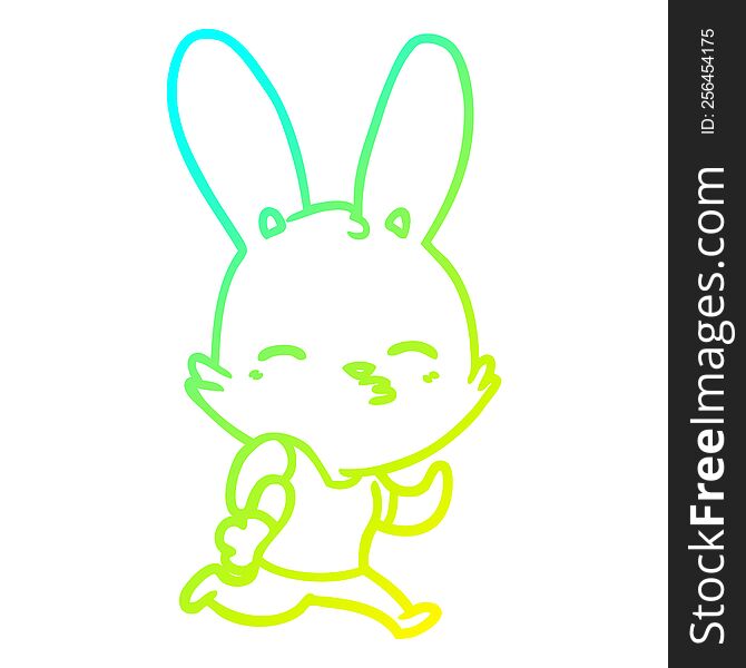 Cold Gradient Line Drawing Cartoon Running Rabbit