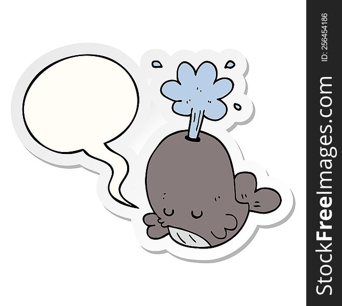 cartoon spouting whale and speech bubble sticker