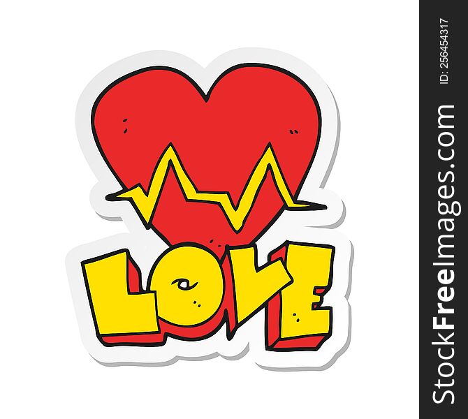 sticker of a cartoon heart rate pulse love symbol