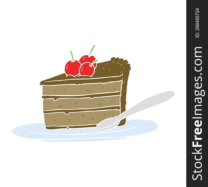 Flat Color Style Cartoon Expensive Slice Of Chocolate Cake