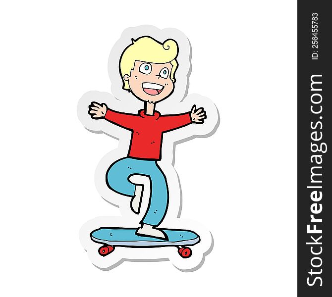 Sticker Of A Cartoon Skater Boy