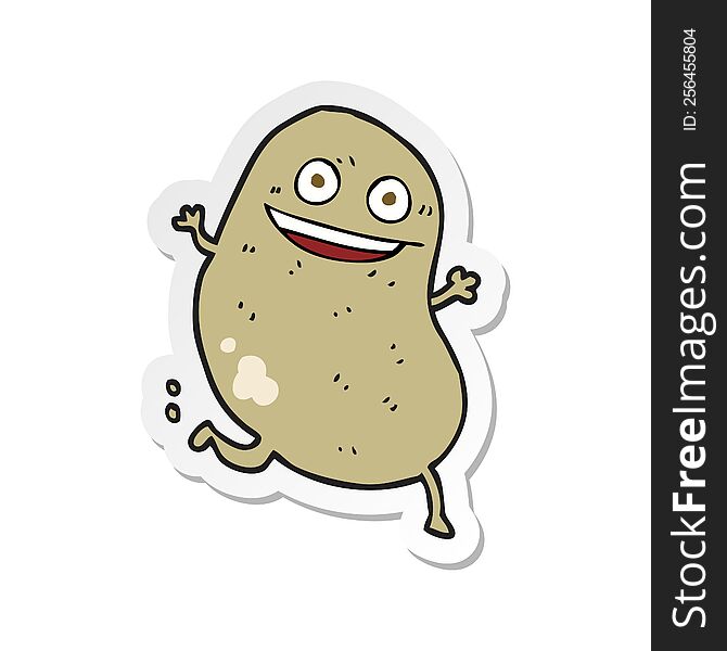 sticker of a cartoon potato running