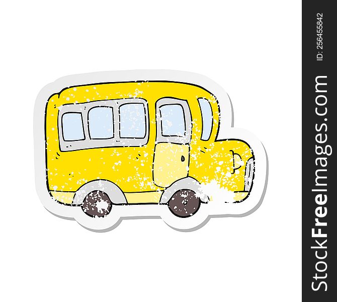 retro distressed sticker of a cartoon yellow school bus