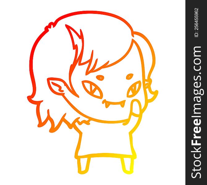 warm gradient line drawing cartoon friendly vampire girl