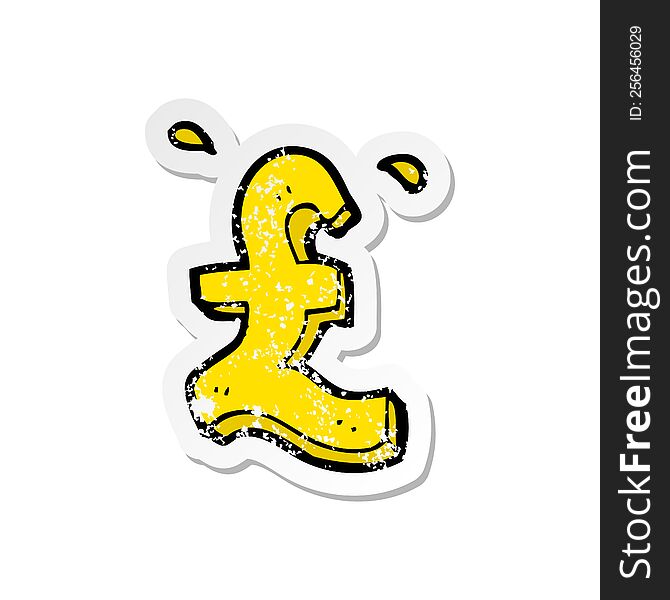 Retro Distressed Sticker Of A Cartoon Pound Symbol