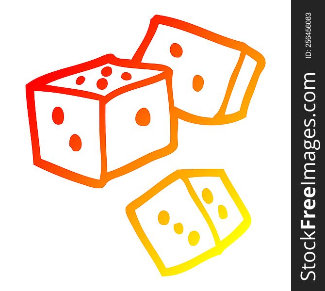 warm gradient line drawing of a cartoon dice