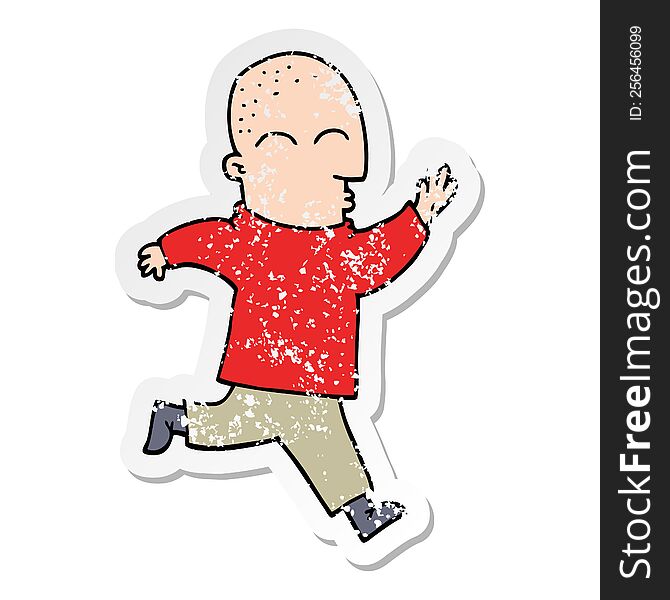 distressed sticker of a cartoon man running
