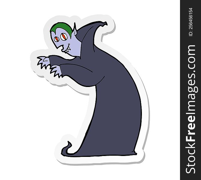 Sticker Of A Cartoon Spooky Vampire