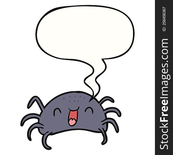 Cartoon Halloween Spider And Speech Bubble