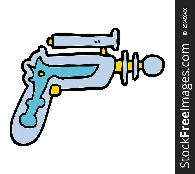 hand drawn doodle style cartoon ray gun