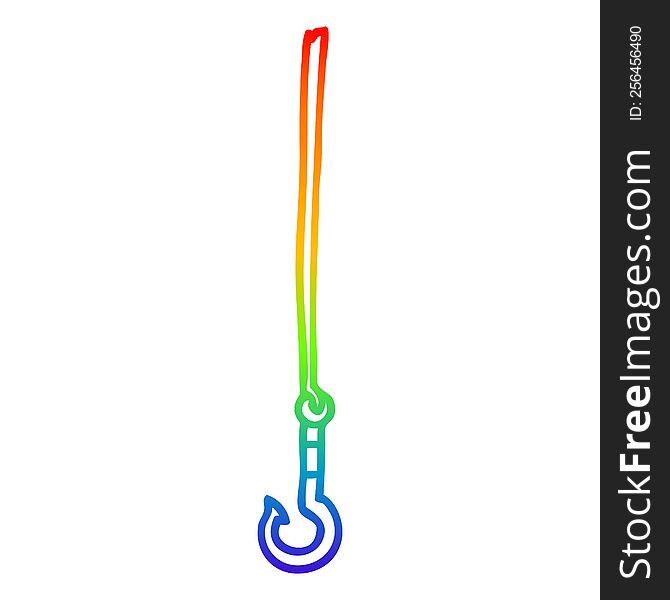 Rainbow Gradient Line Drawing Cartoon Hook