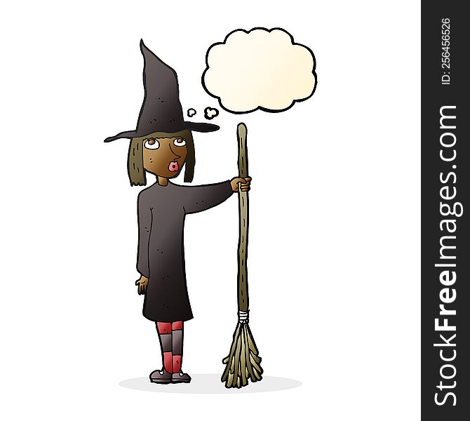 Cartoon Witch With Thought Bubble