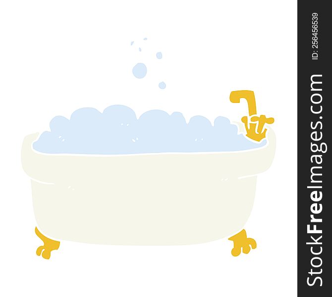 Flat Color Illustration Of A Cartoon Bathtub