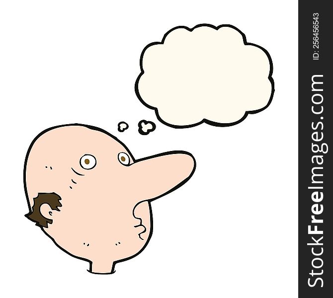 Cartoon Balding Man With Thought Bubble