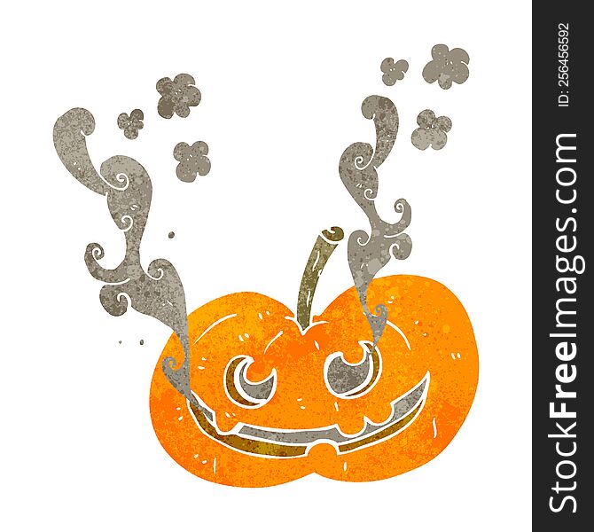freehand drawn retro cartoon halloween pumpkin