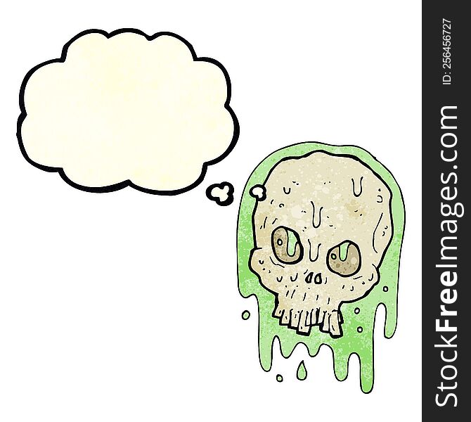Cartoon Slimy Skull With Thought Bubble