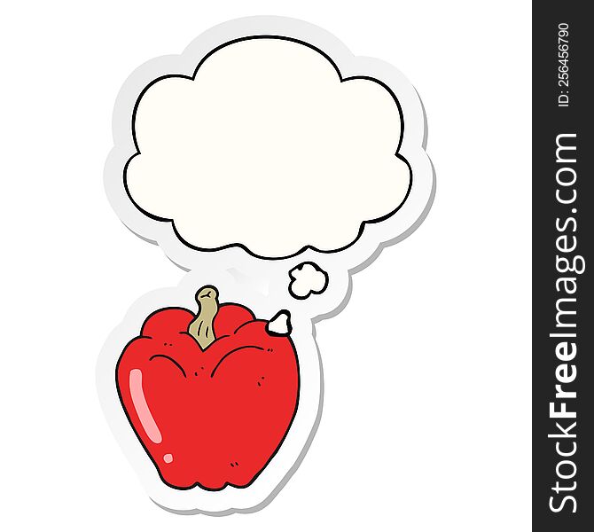 cartoon pepper with thought bubble as a printed sticker