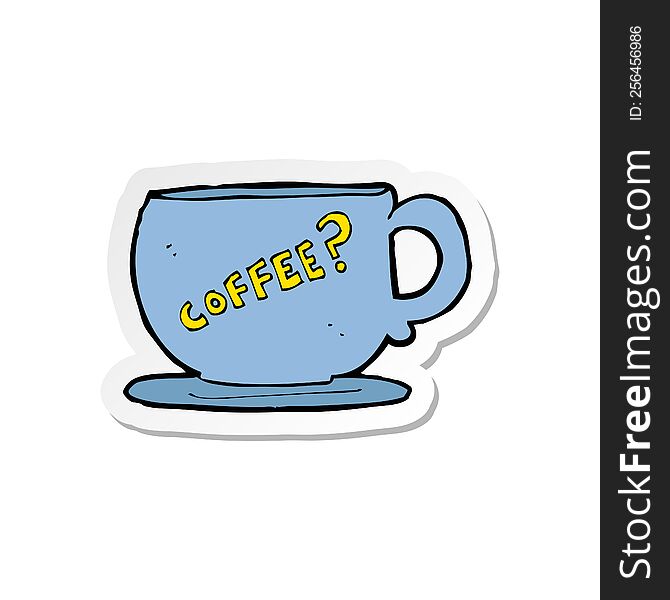 Sticker Of A Cartoon Coffee Mug