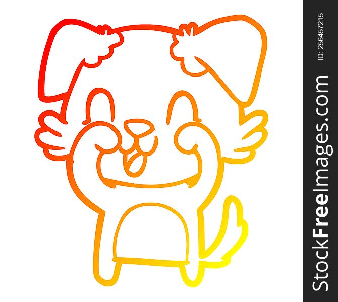 Warm Gradient Line Drawing Laughing Cartoon Dog
