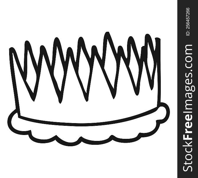 freehand drawn black and white cartoon crown