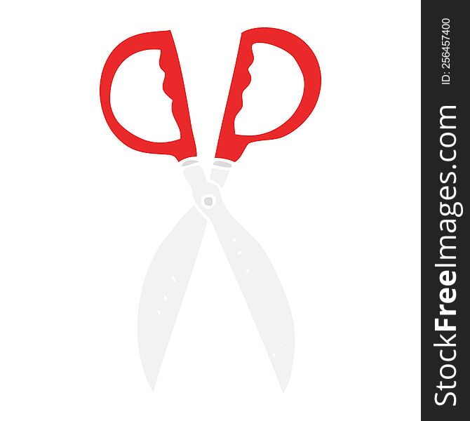 flat color illustration of pair of scissors. flat color illustration of pair of scissors