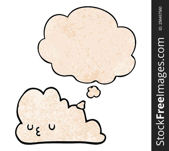 cute cartoon cloud with thought bubble in grunge texture style. cute cartoon cloud with thought bubble in grunge texture style