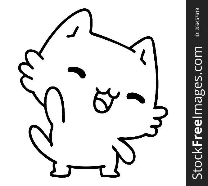 line doodle of a cute happy cat. line doodle of a cute happy cat