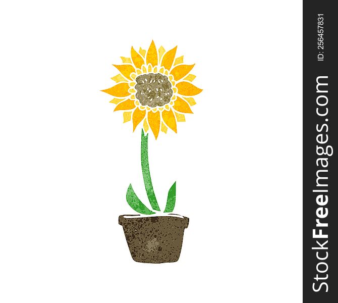 Retro Cartoon Sunflower