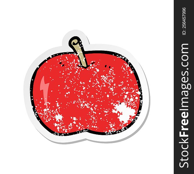 retro distressed sticker of a cartoon shiny apple