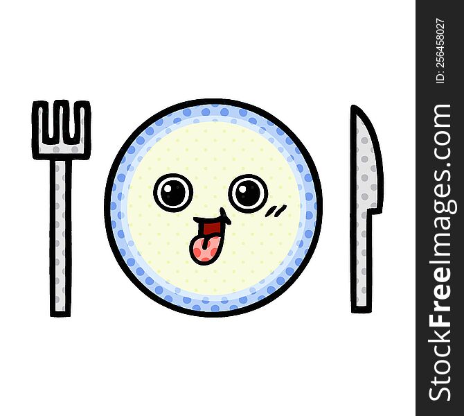 comic book style cartoon of a dinner plate