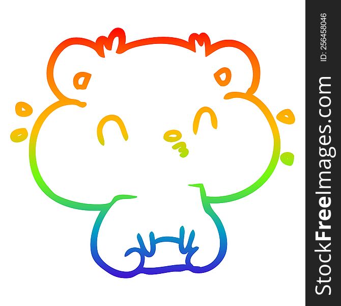 rainbow gradient line drawing of a hamster with full cheek pouches