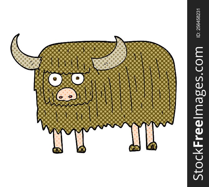 freehand drawn cartoon hairy cow