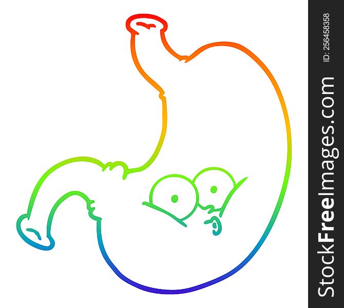 Rainbow Gradient Line Drawing Cartoon Bloated Stomach