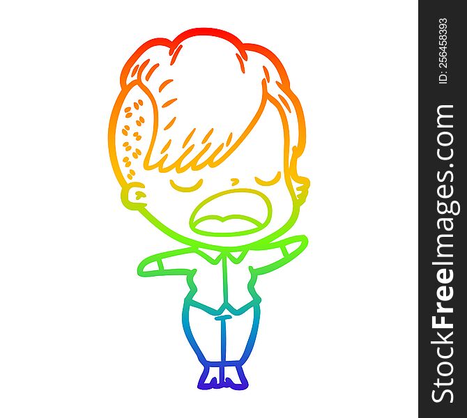 rainbow gradient line drawing cartoon cool hipster girl talking