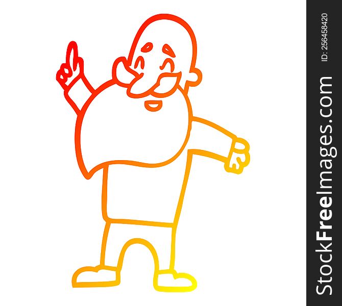 warm gradient line drawing of a cartoon man with beard