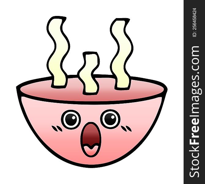 Gradient Shaded Cartoon Bowl Of Hot Soup