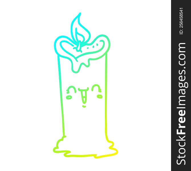 Cold Gradient Line Drawing Cartoon Happy Candle